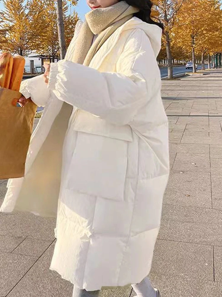 Parkas Winter Coat Women Fall 2024 New Korean Fashion Oversized Jacket with Hooded Loose Coats Elegant Ladies Zipper Outerwear