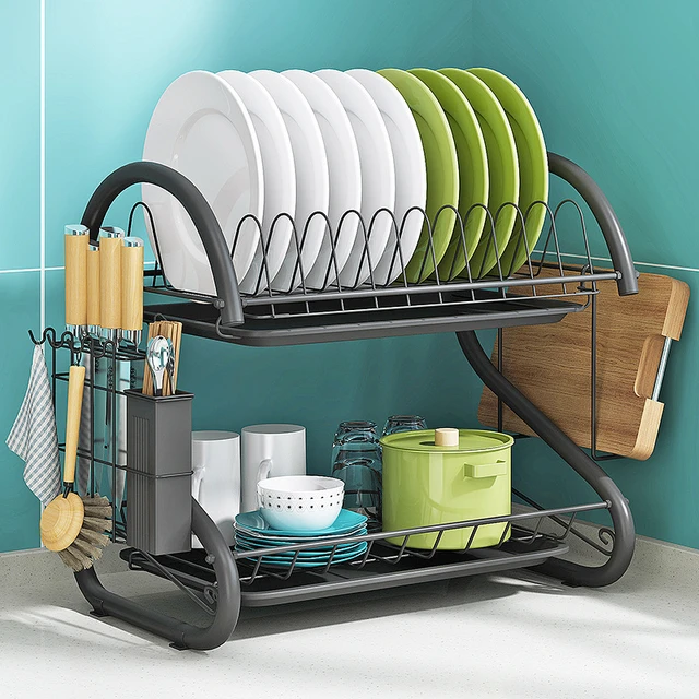 Stainless Space Under Shelf Dish Drying Rack Drainer Dryer Tray Storage