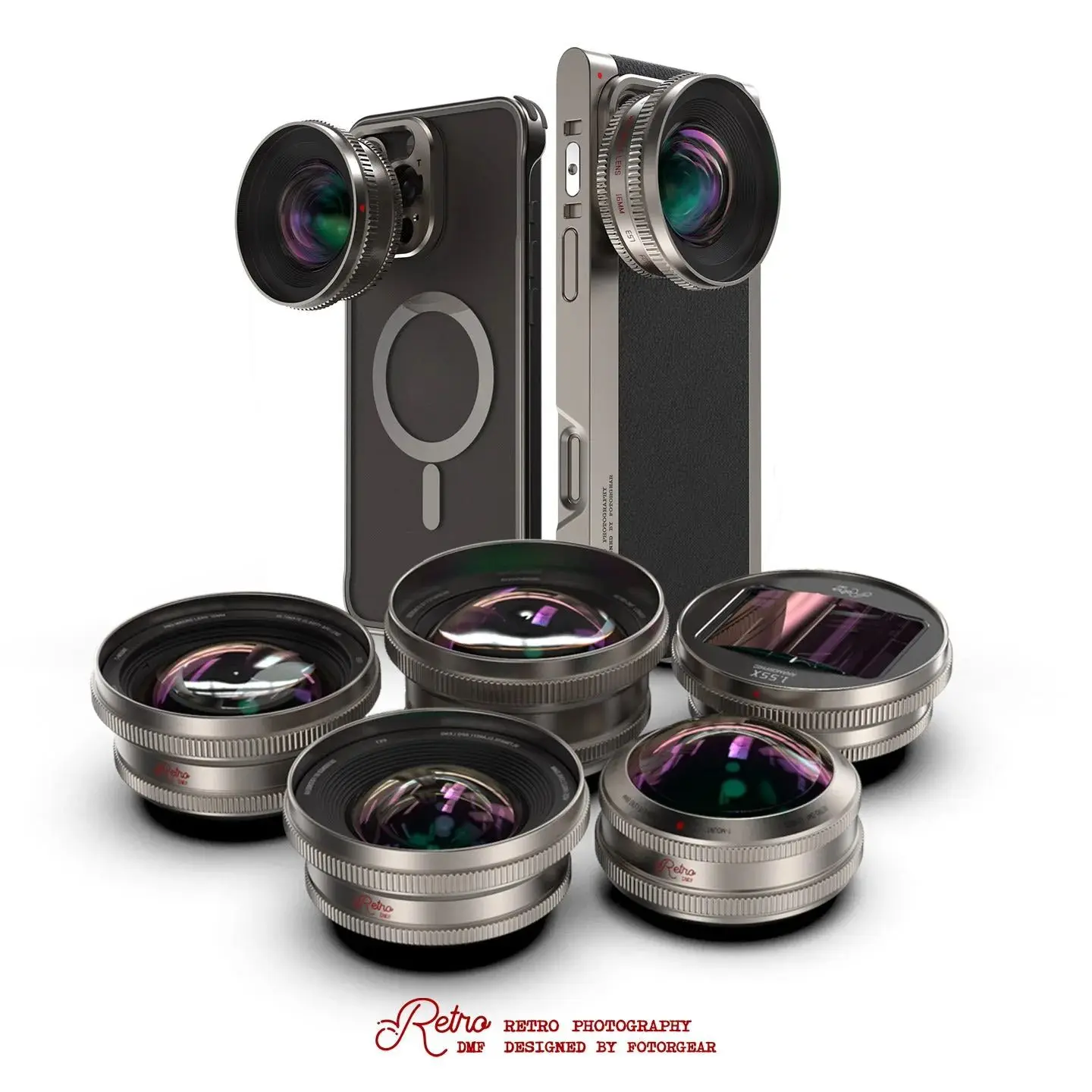 Fotorgear T-mount Obiettivo esterno per telefono cellulare Ritratto Macro grandangolare Fisheye 1.55x Obiettivo per telefono anamorfico per custodia del telefono