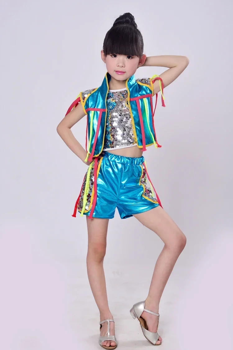 The new children's children modern dance costumes female hip-hop jazz dance performance clothing girls dance clothes