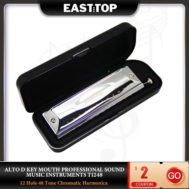 EASTTOP T1248 12 Hole 48 Tone Chromatic Harmonica Alto D Key Mouth Professional Sound Music Instruments