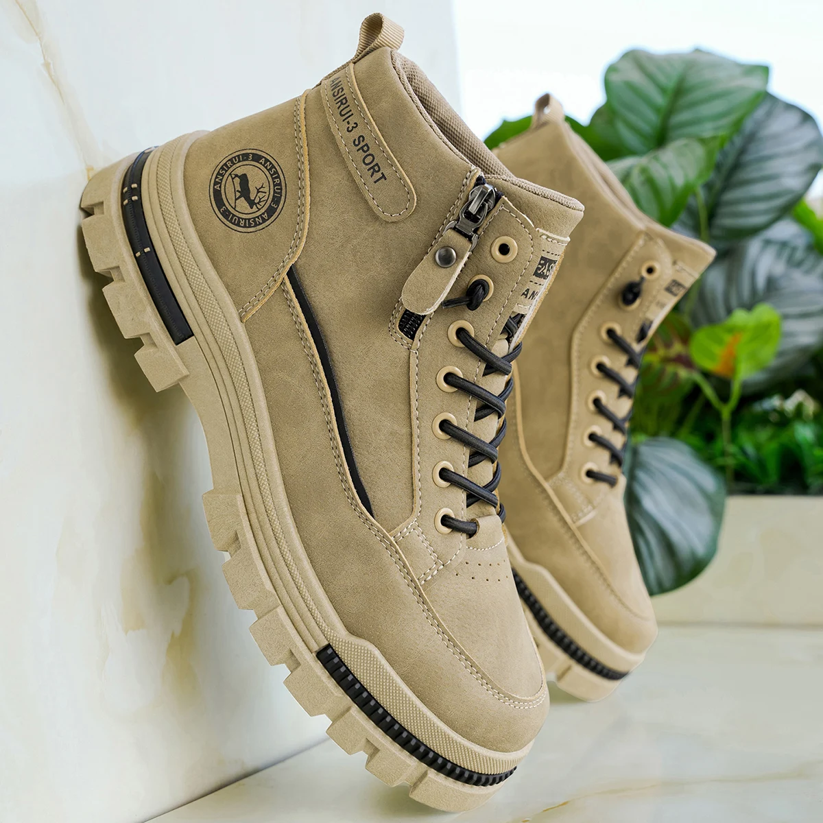 Men's high top denim boots, casual sports shoes, trendy and fashionable men's boots