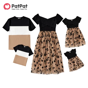 Family Matching Colorblock & Floral Set 1