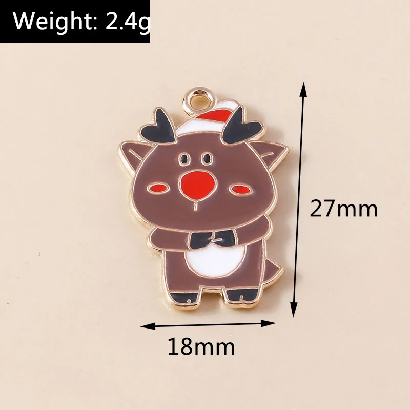 Leslie 10 Stück neue Emaille-Weihnachtsanhänger, Hirschglocke, Schneemann, Weihnachtsmann-Anhänger für DIY-Halskette, Ohrring, Schmuckzubehör – Detail 19