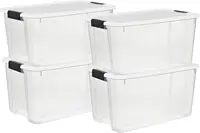 4-Pack Ultra Latching Box, Large Storage Bins w/ Lids, Clear Plastic, 70 Quart 1