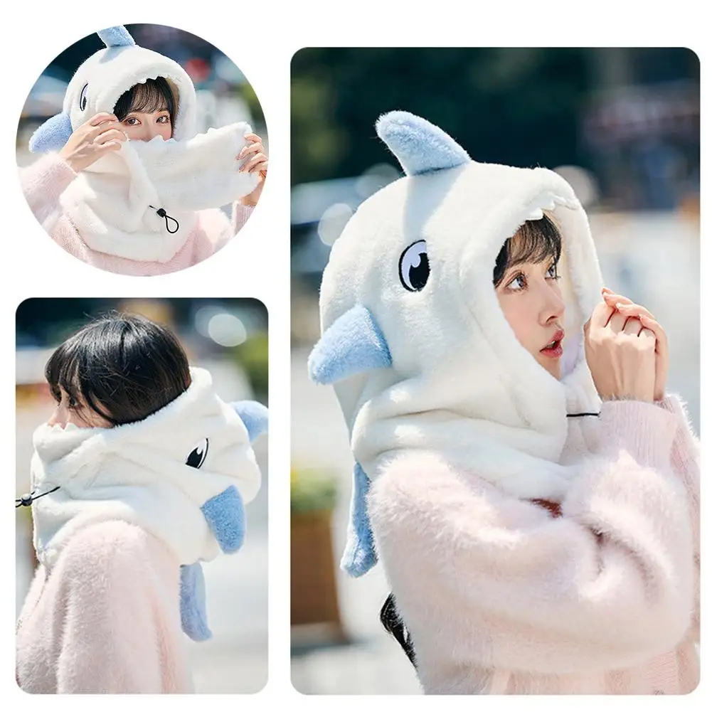 Winter Warm Ski Helmet Cover Comfortable Soft Fleece Helmet Cute Shark Decorative Cartoon Cover Cartoon Hat Skiing War S7i5