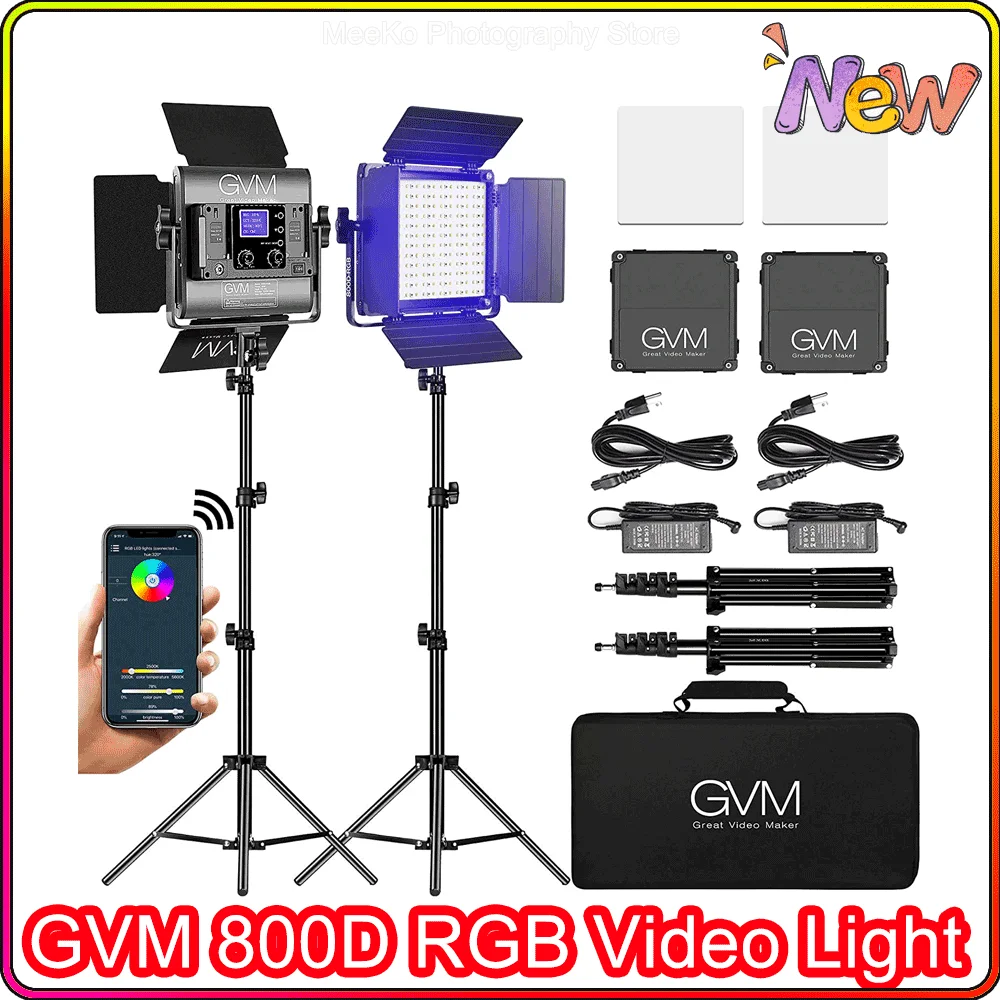 GVM RGB LED Video Light Led Panel Video Light Video Light for YouTube Outdoor Studio 800D Photography Lighting with APP Control 