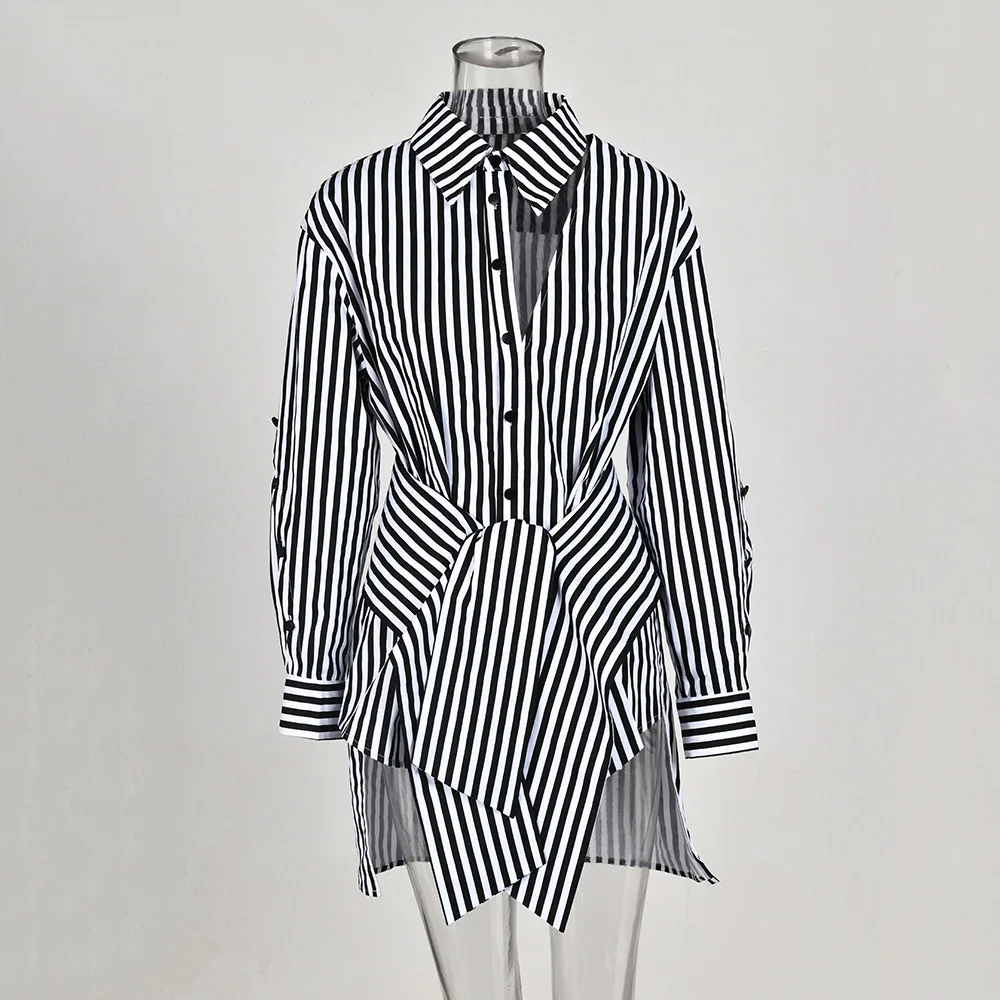 

Женская рубашка в Вертикальную Полоску SuperAen, осень 2024, новая дизайнерская рубашка в Корейском стиле с длинными рукавами и простроченными ремешками