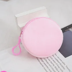 Fashionable Soft Plush Round Coin Purse with Carabiner Clip (Light pink)