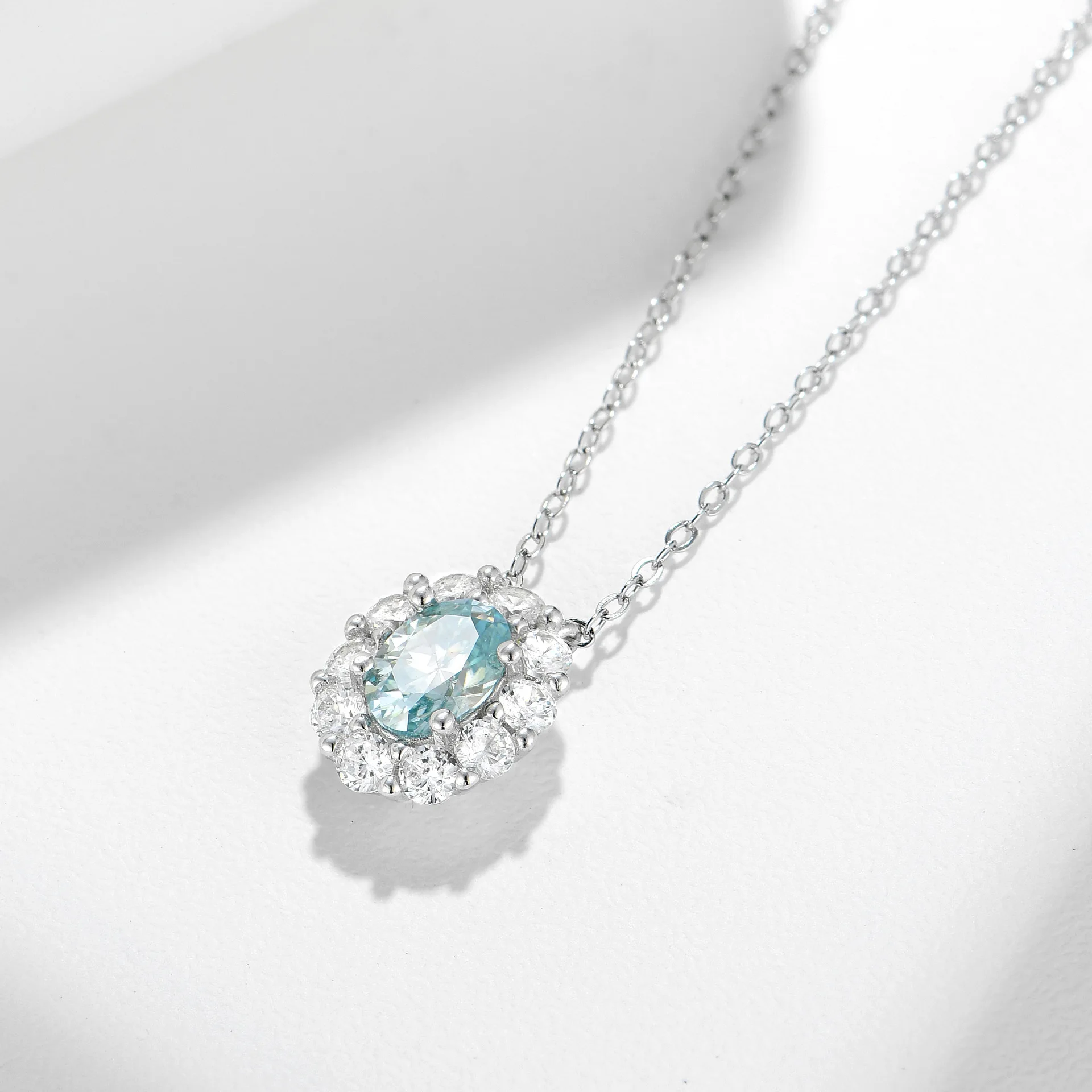 TBCYD 5*7mm Aquamarine Moissanite 925 Sterling Silver Bracelet Wedding Pendants Necklace Vintage For Women Engagement Gift