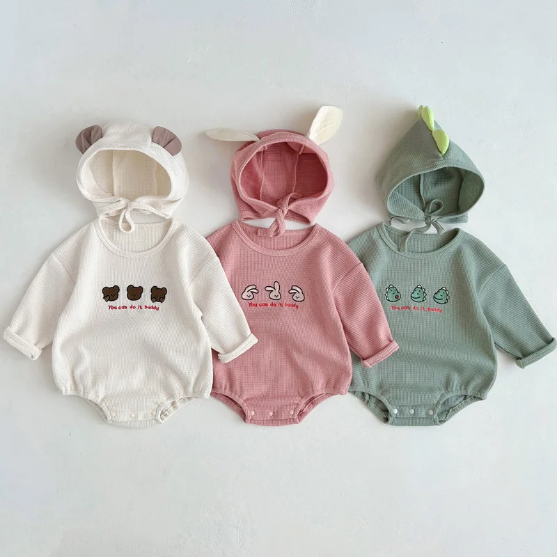 

Baby Girls Boys Smiley Face Sweatshirt Romper Long Sleeve Romper Loose Cotton Infant Kids Hooded Body Bebe Fille Strampler Hot