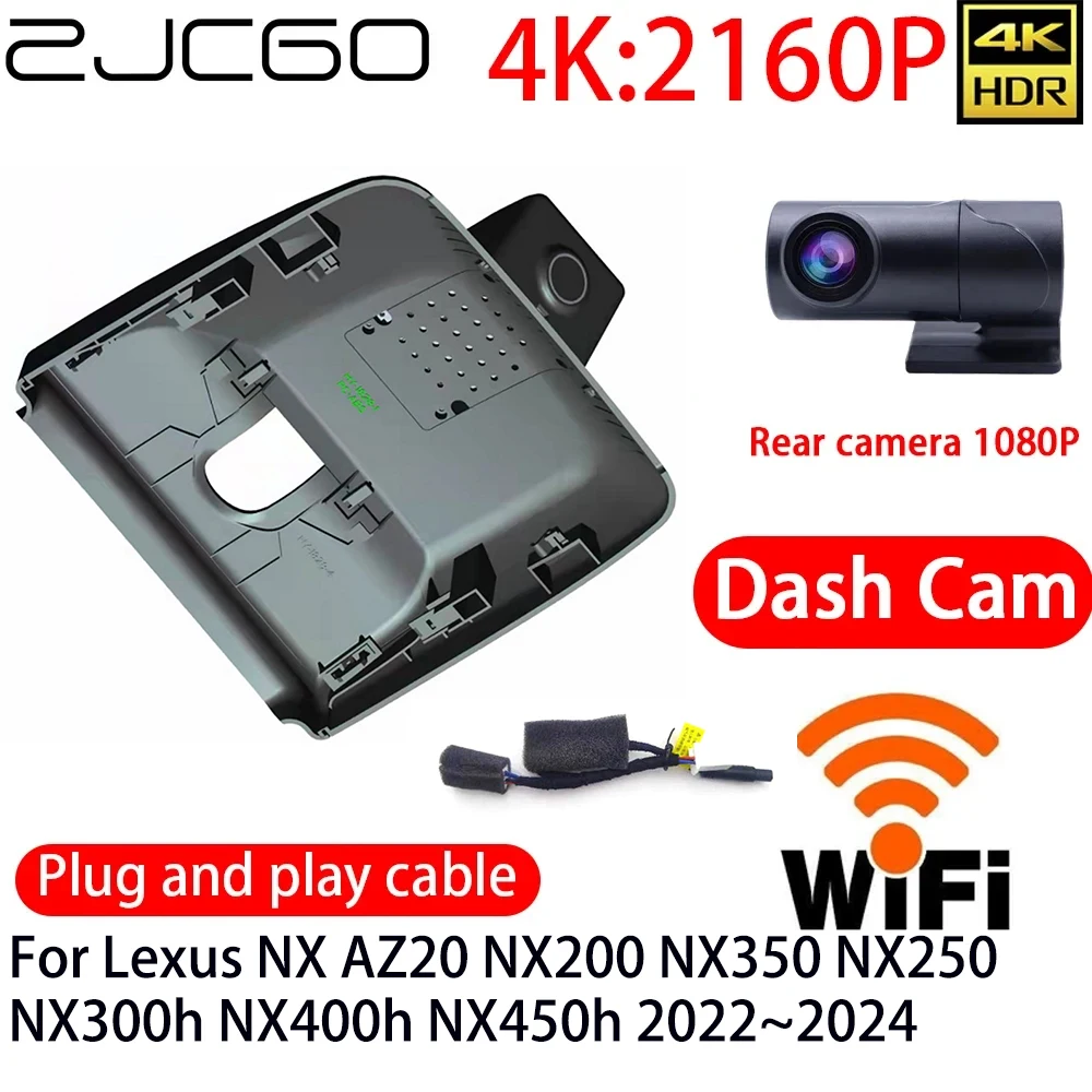 Zjcgo 4K Dvr Dash Cam Wifi Fotocamera Anteriore Posteriore 24H Monitor Per Lexus Nx Az20 Nx200 Nx350 Nx250 Nx300H Nx400H Nx450H 2022 ~ 2024