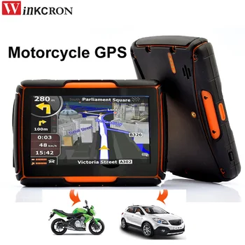 Navigatore GPS per moto e auto 4.3" IPX67 Impermeabile, resistente alla polvere e agli urti, Bluetooth, FM, AVIN, 8GB integrati con mappa GPS iGo