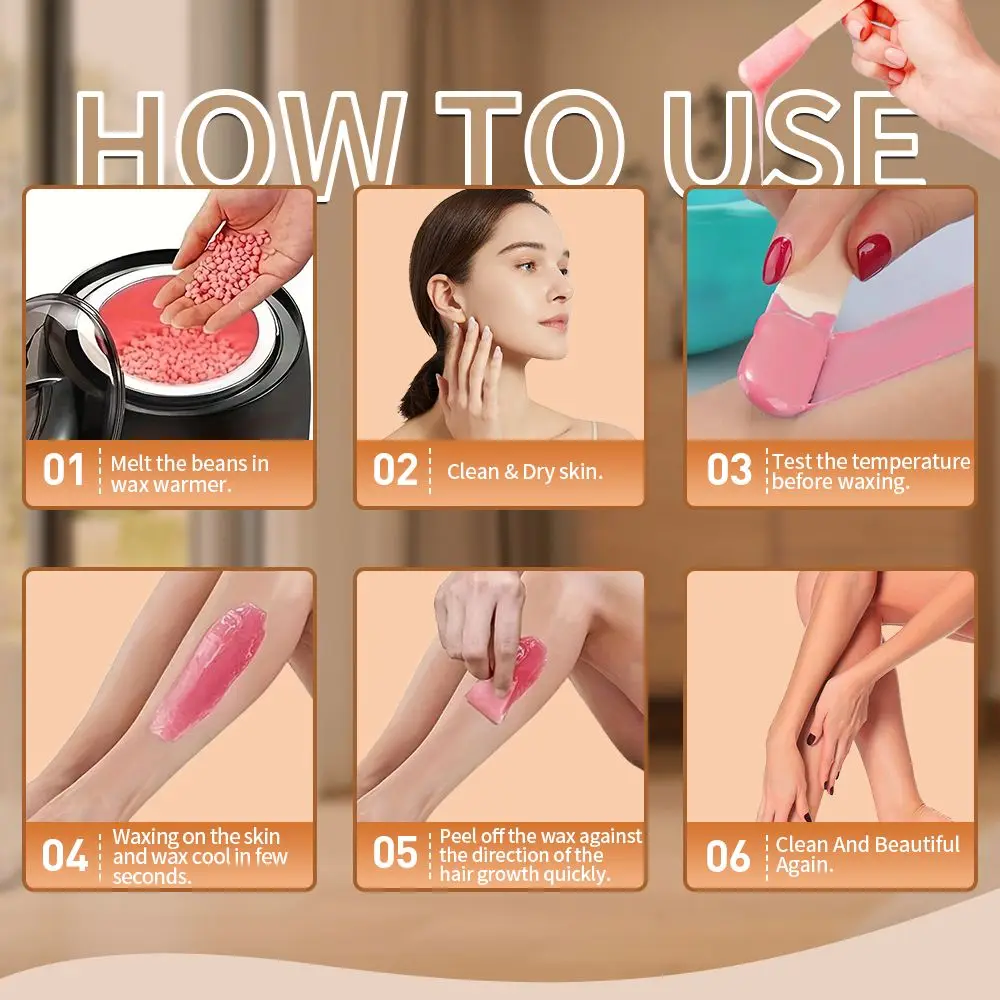 300g Hard Wax Beans Heating Machine Hair Removal Machine Wax Melting PotHot Film Painless Waxing Unisex Hair Removal ﻿ 4