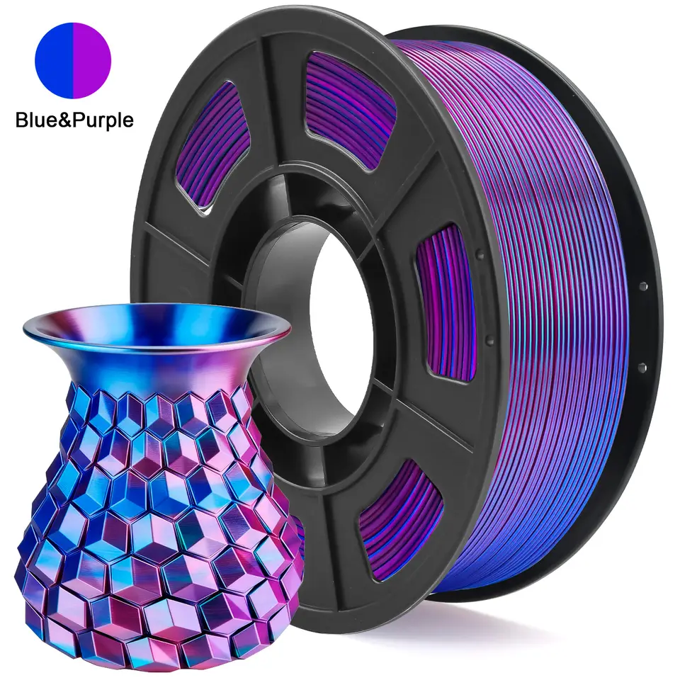 Silk PLA Filament 1.75mm Dual Color Blue Purple, 3D Printer Filament, 250g Spool(0.55lbs) Fits for Most FDM 3D Printers image 1