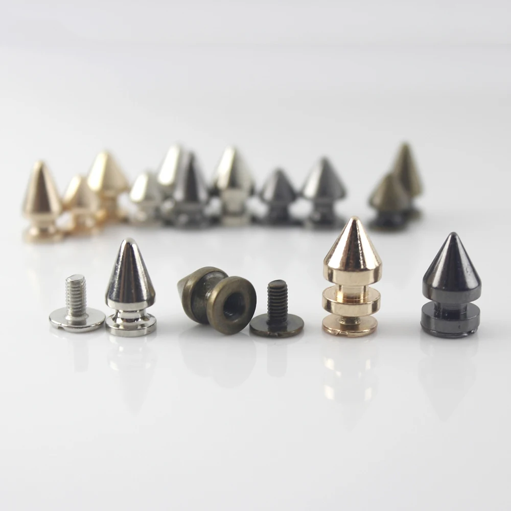  Punk Metal Rivets Screw For Handbag, Belt Shoes, Colored Metal  Screw Back Rivet, Cone Spikes Screwback Studs, DIY Leathercraft Findings,  7X10MM, Black : Arts, Crafts & Sewing