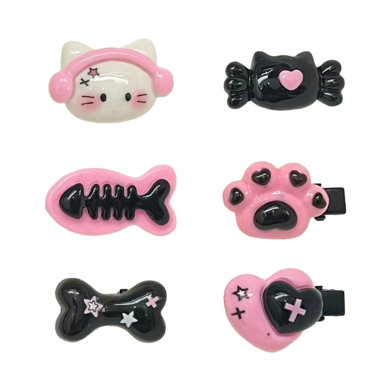 

Y2K Girl Aesthetic Hairpin Gothic Punk Cat Head Bone Plastic Hair Clip Barrettes