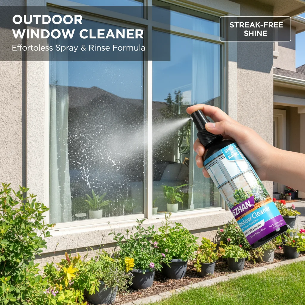 Professional Outdoor Window Cleaner Spray - Streak-Free Glass Cleaning Solution for Home Office Garden Patio Surfaces