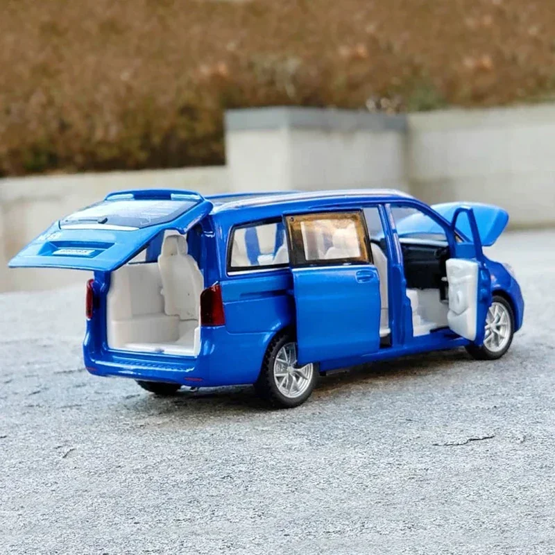 1:32 Diecast Benz V260 Business MPV Alloy Car Model Sound Light Pull Back Car Simulation Boy Toy Decoration 6