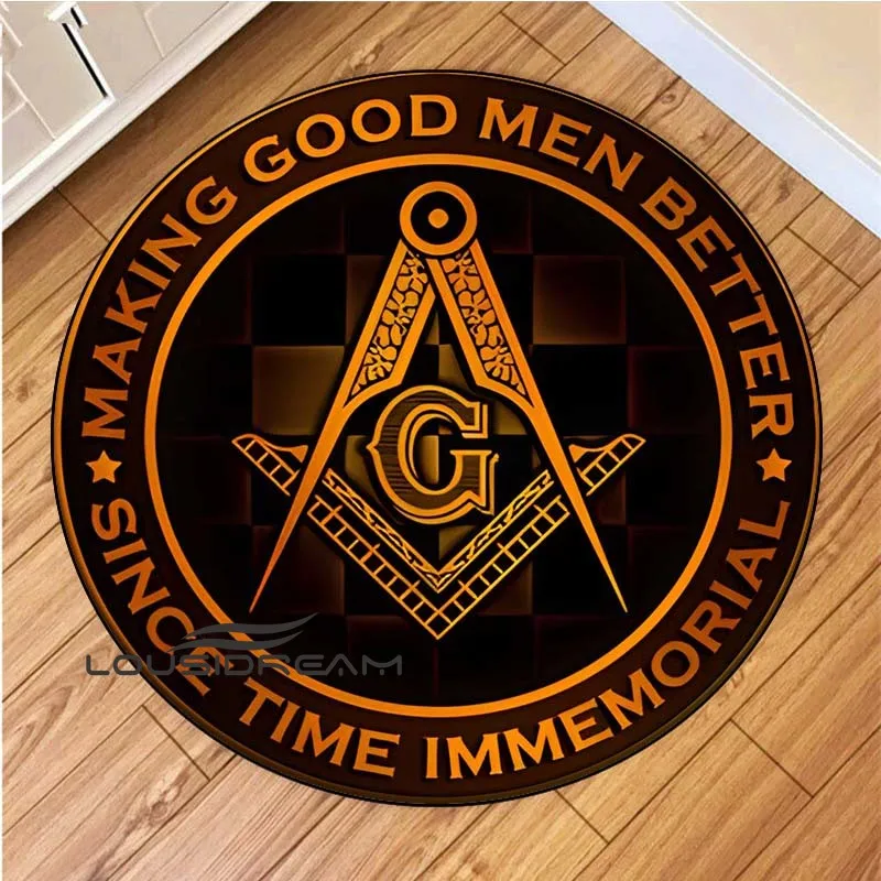 

Freemasonry Ancient Mystery Guardian Round Carpet Home Mat Eye of God Church Scholars Freemason Faith Chair Wood Mat Carpet