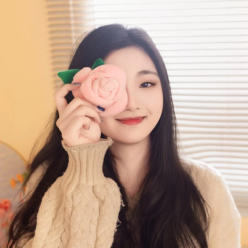1개 8cm 인공 꽃 장미 플러시 펜던트 장난감 아름다운 장미꽃 가방 키체인 펜던트 인형 여자친구 발렌타인 선물