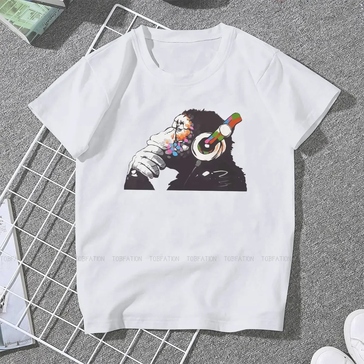 

Y2k Short Sleeves Sunmmer T Shirt BANKSY DJ Monkey Thinker Special TShirt Girl Music Art Gift Idea Clothing Female Casual Tee