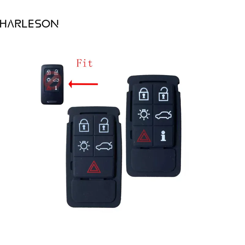 5 6 Buttons Remote Key Rubber Pad Replacement FOB For Volvo S60 S80 XC70 XC90 Black Rubber Mat Remote Key FOB Silicone Case 5 buttons flip remote key case fob replacement fit for volvo s60 2000 2009 s80 1999 2006 v70 2000 2007 xc90 2002 2013 car key