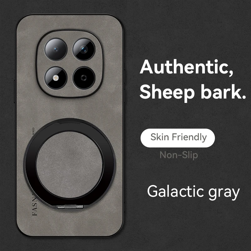 Premium Sheepskin Leather 360° Rotating Phone Holder Case