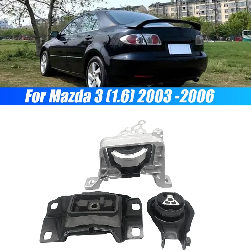 

3PCS Engine Mount Kit BP4K-39-040 BP4K-39-060 BP4N-39-070 For Mazda 3 (1.6) 2006-2003 Parts Transmission Fixing Rubber Bracket