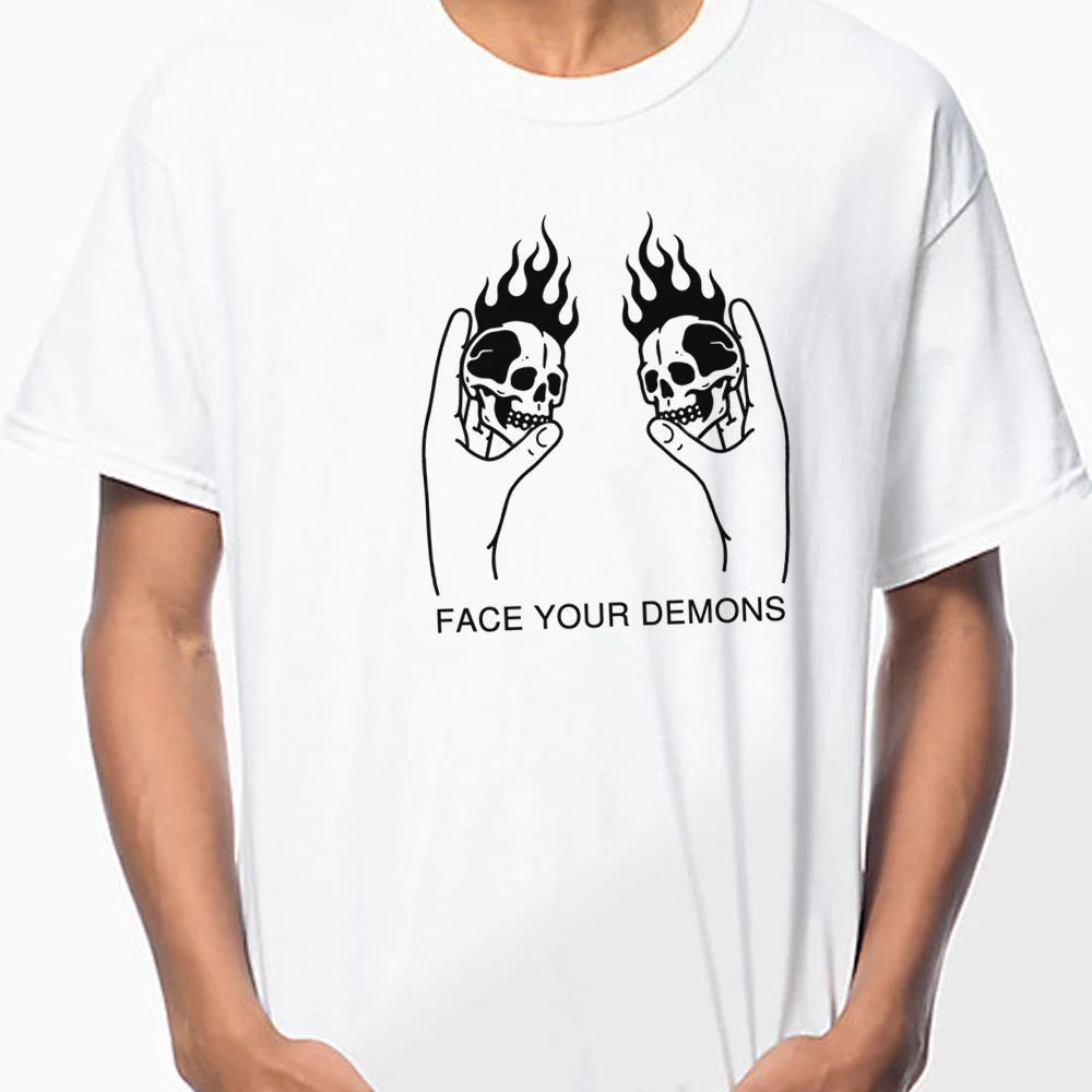 

Футболка с изображением твоих демонов, забавная женская футболка с коротким рукавом и графическим черепом, Готическая футболка