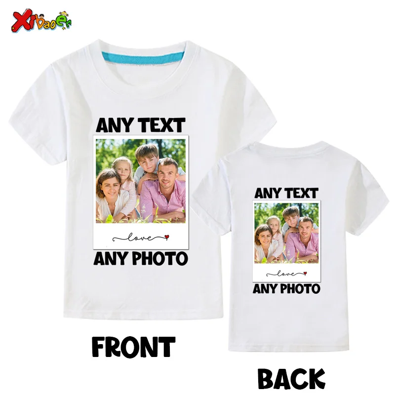 T-shirt com foto personalizada e texto para