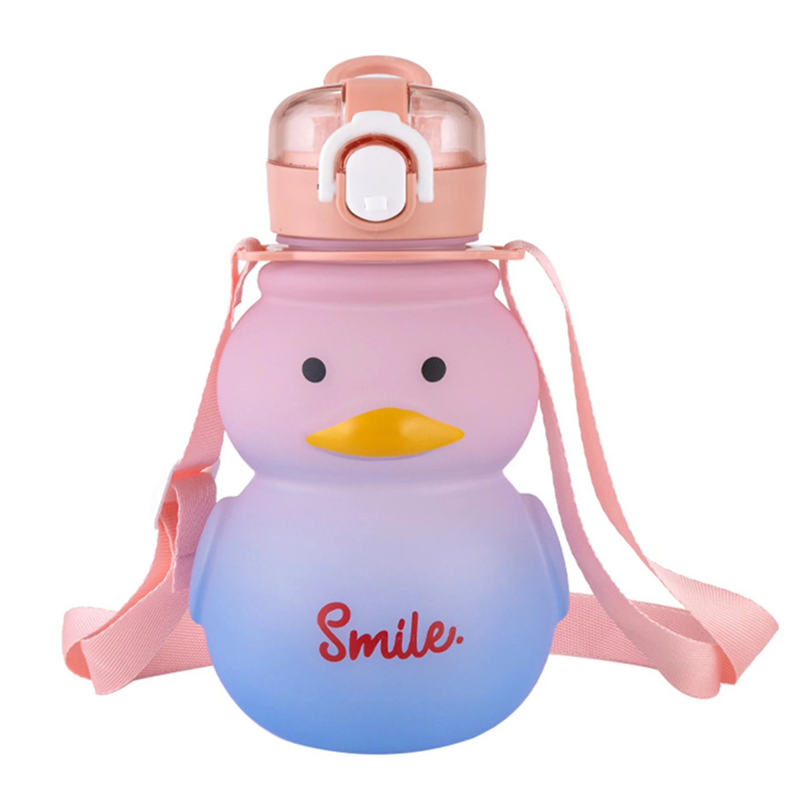 650ml 대용량 누수 방지 덕스 스포츠 물병, 조절 가능한 스트랩, 여행용 휴대 물통