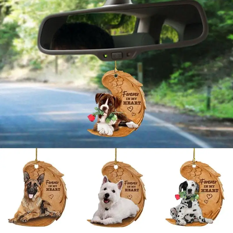 

Подвесное украшение в виде крыла собаки, забавный 2D Автомобильный кулон для зеркала заднего вида, собака, щенок, подвесной автомобильный Стайлинг зеркала заднего вида