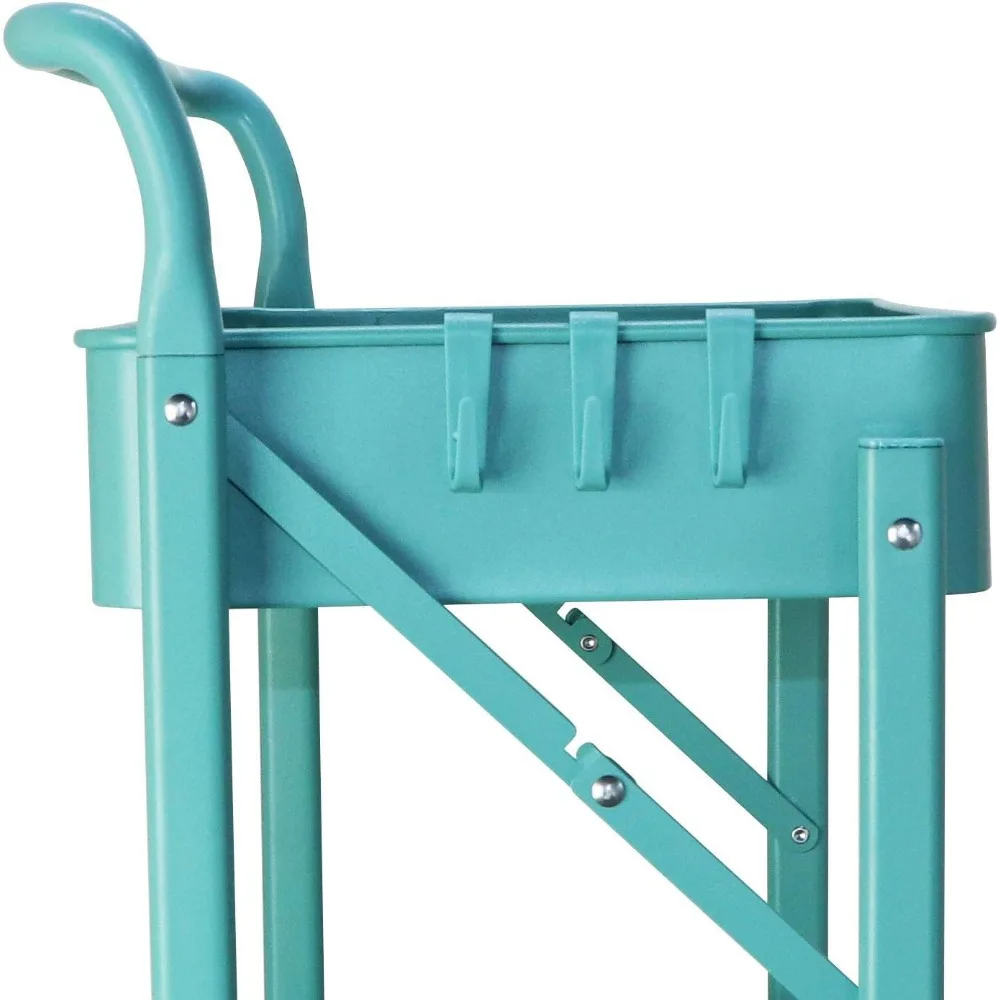 Foldable Storage Cart 3 Tier Rolling Cart with Wheels No Assemble Required Metal Utility Kitchen Cart Folding Shelves 5