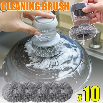 1~10PCs Portable Kitchen Soap Dispensing Dishwashing Tool Brush Easy To Use Scrubber Wash Kitchen Cleaning Tools 1