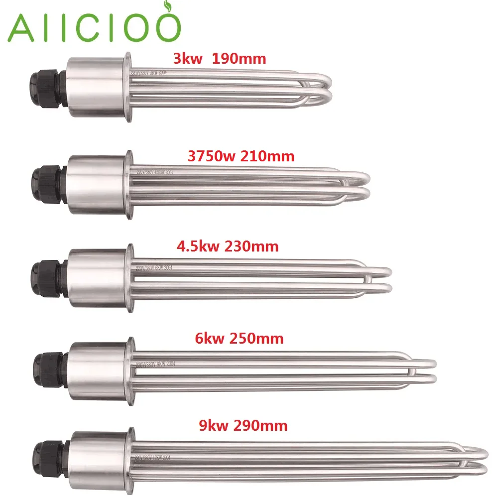 

AIICIOO 2"Tri-Clamp Heating Element 220v for Brewing Electric Tubular Immersion Water Heater 3KW 3750W 4.5KW 6KW 9KW