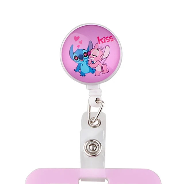 KKZ757 Stitch Blue Pink Alien Keychain Retractable Student Badge