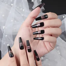 

Nail Art Black Long Ballet Nail BABY SEXY Nail Art Unrestrained Personality Wearing Nail Finished Nail Art Nail Art Nail Design