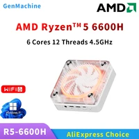 Genmachine R5 6600H Mini PC Windows 11 Ryzen WiFi 6 Gaming PC 6C 12T CPU DDR5 4800MHz Display Diy Gaming Computer Ordenador 1