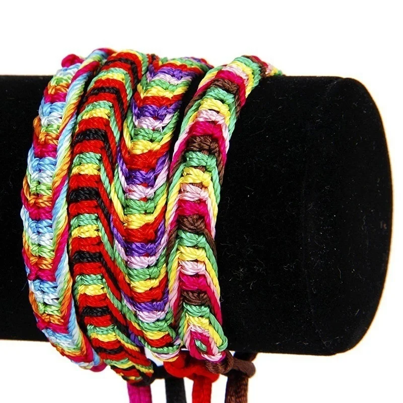 4 Pcs Colorful Handmade Braided Friendship Bracelets Ankle Bracelet Prayer Bracelet Party Gifts