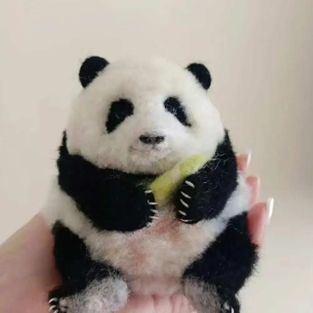 No Finish DIY Wool Needle Felting Kit Panda Toy Doll Wool Needle Felt Beginner Handmade Panda Gift Felt Kits For Women Girl