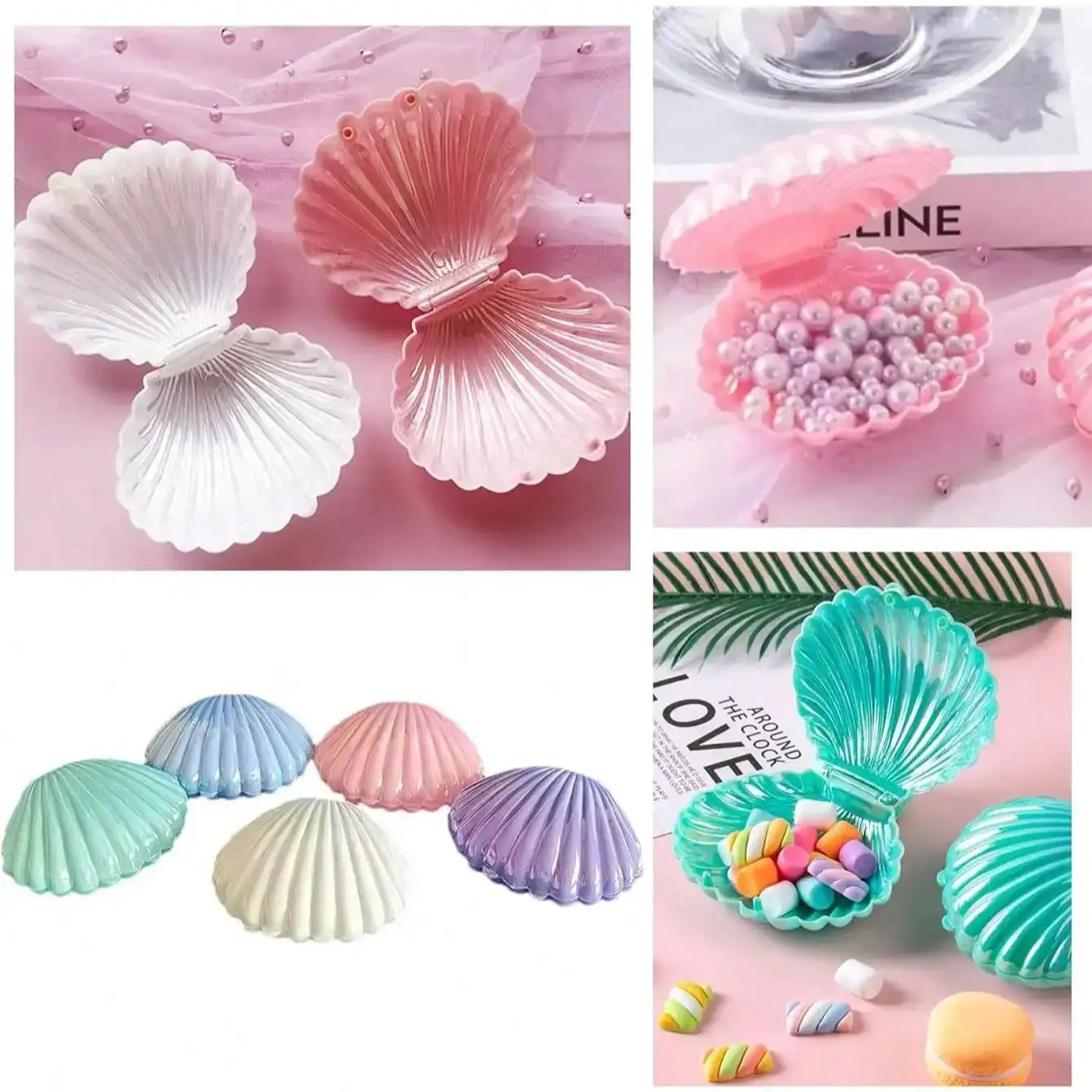 4/8PCS Colorful Shell Gift Boxes Mini Jewelry Storage For Wedding Birthday Party Favors Mermaid Theme Decor
