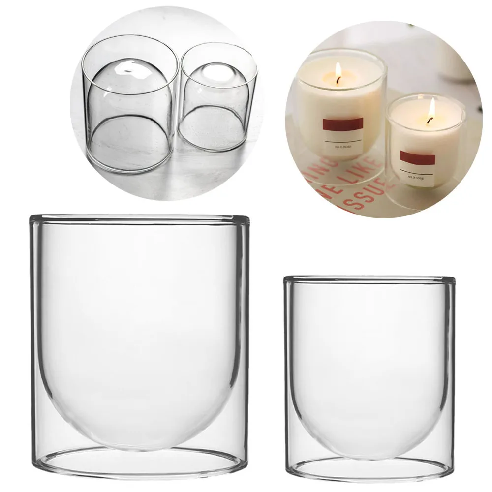 Double Class Candle Holder Candle Making Container Tea Cup Candlestick Set Home Bedroom Simplicity Decor DIY Office Scented Gift