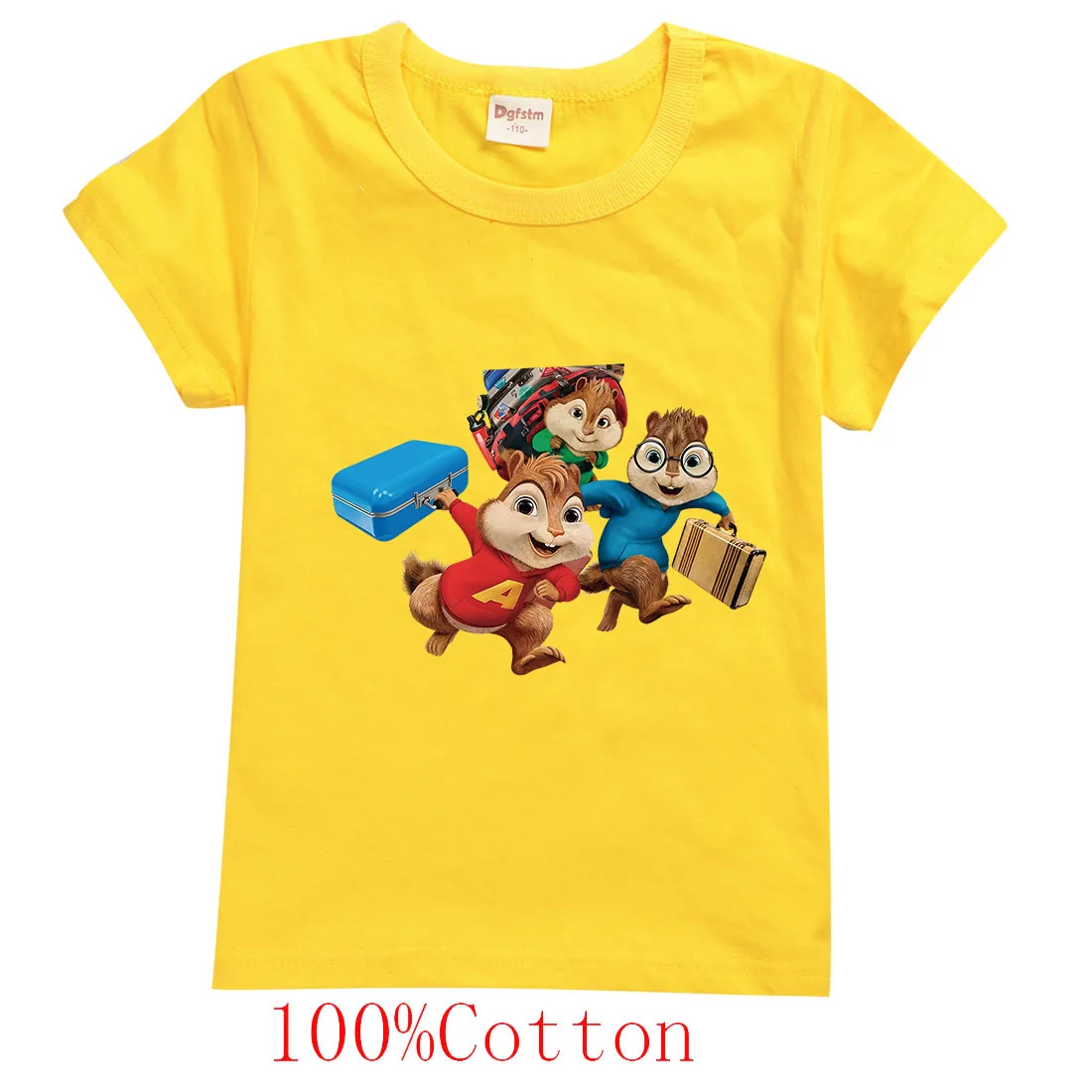 

Summer 2022 Children's Short Sleeve Cotton T-shirt Alvin and Chipmunks Boys Graphic Tee Kids Clothes Boys 3 To 12 Girls Tops