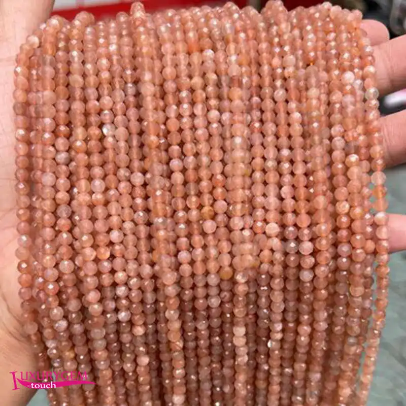 

Natural Sun Stone Loose Beads 2mm 3mm 4mm Faceted Round DIY Jewelry Making Accessories 38cm a4452