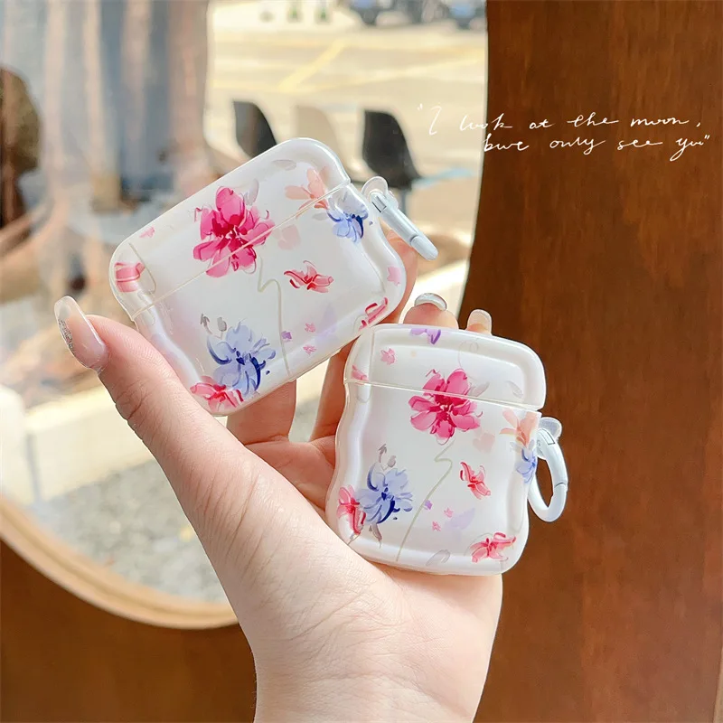 

Classical Painted Red Flowers Bluetooth Headset Cover For Airpods 1 2 3 Pro Pro2 Headphone Cover Wireless Earphone Box