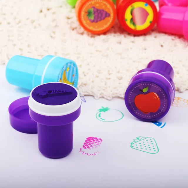 12pcs Children Toy Stamps Cartoon Animals Fruits Kid Seal For Scrapbook Photo Album Decor Stamper DIY Toys Kindergarten Supplies 6