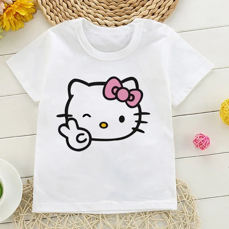 thumbnail image 1 of Camiseta de verano de los años 2000 con Hello Kitty para niños, bonita camiseta de Sanrio para niños, ropa de manga corta, camiseta para niños y niñas, 1 of 5