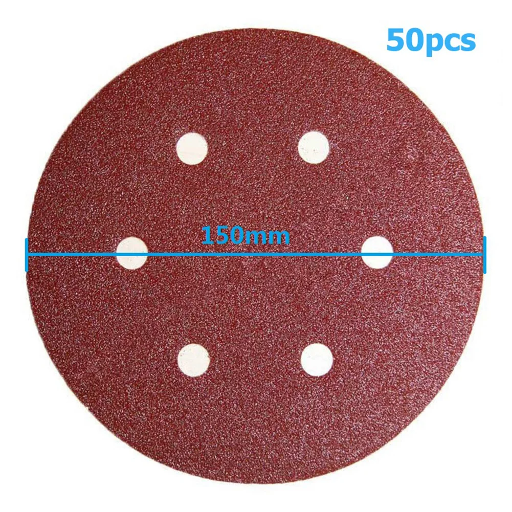 New Sandpaper Useful Quality 150mm 50PCS 6 hole Abrasive Alumina 60