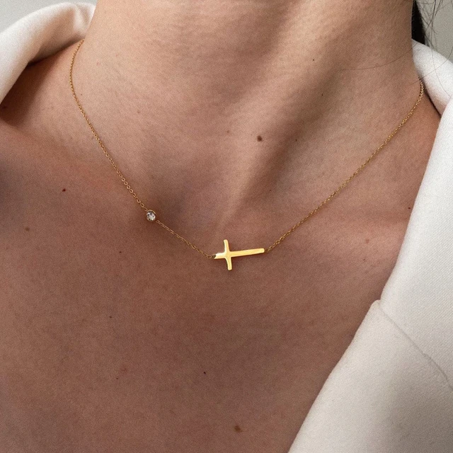 Sideways Cross Necklace for Her - Talisa Jewelry - Gifts for Her